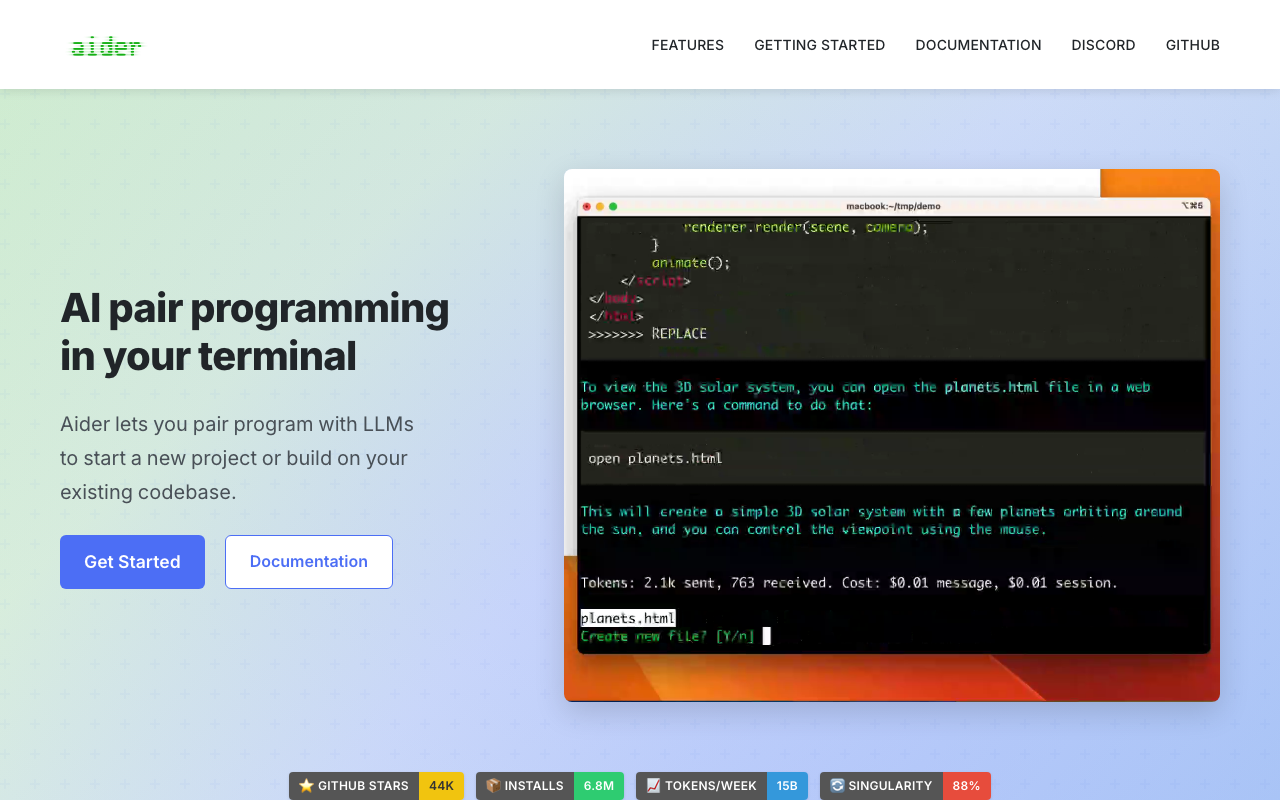Aider homepage