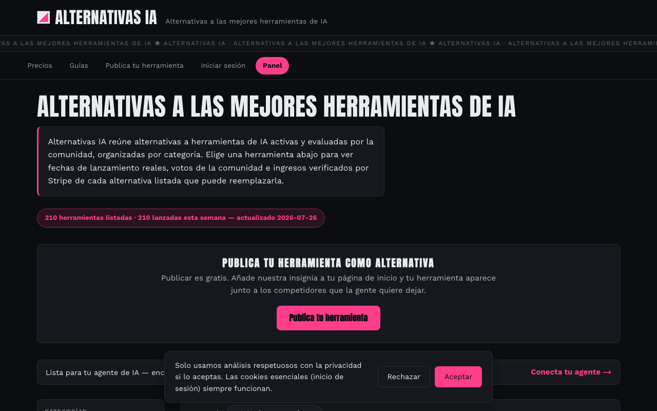 Alternativas IA homepage