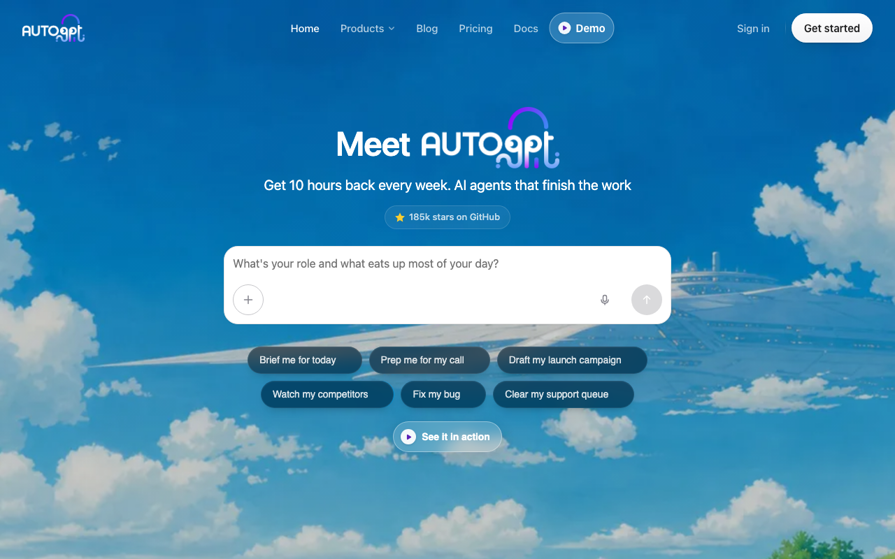 AutoGPT homepage