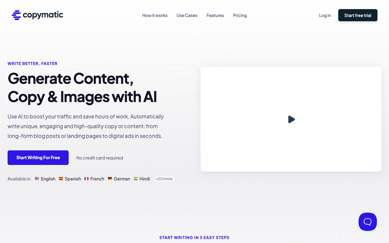 Copymatic homepage