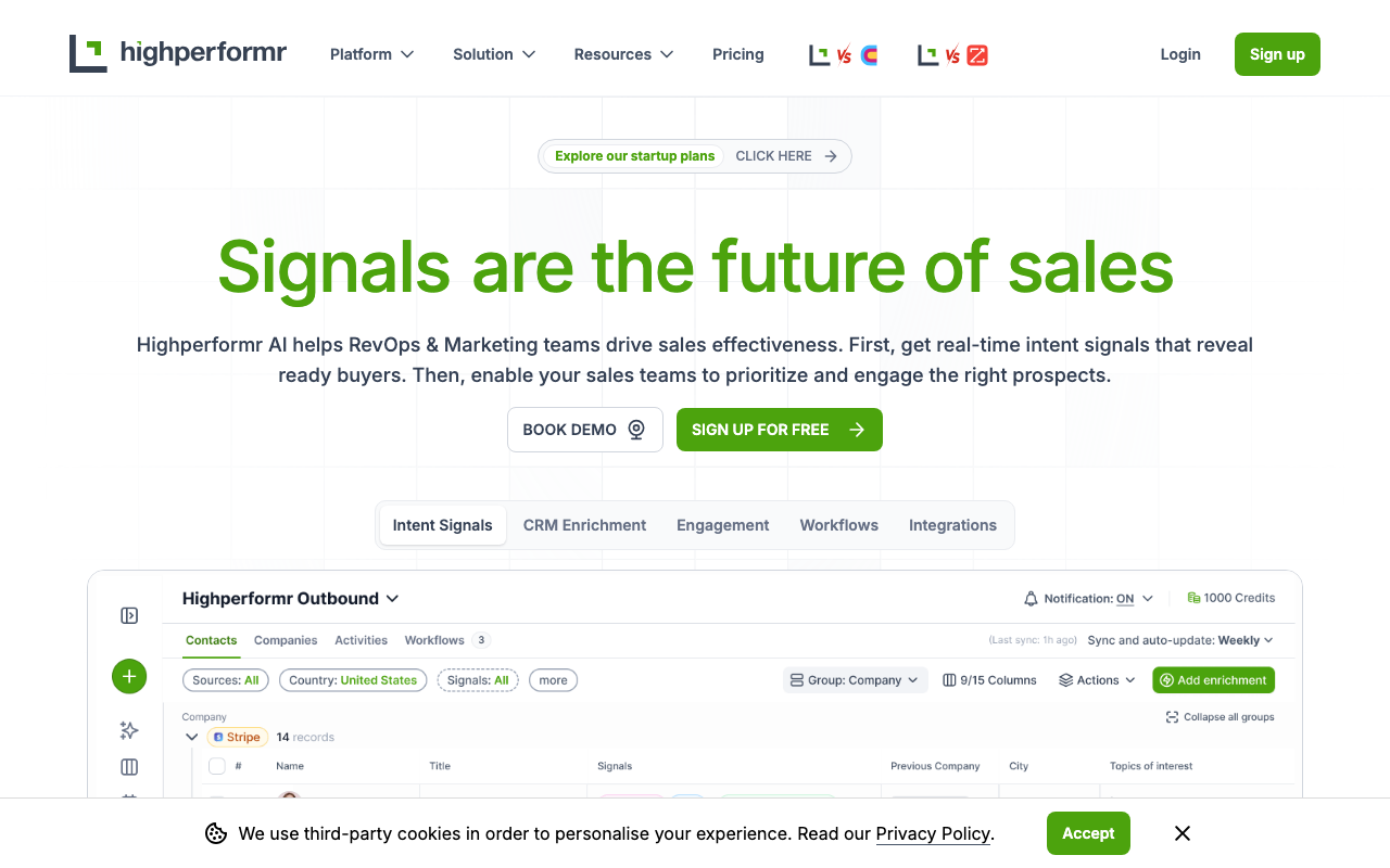 Highperformr homepage