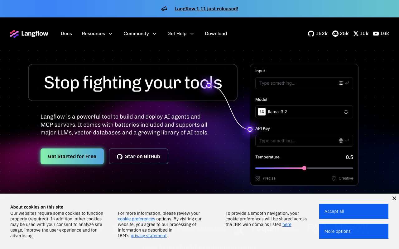 Langflow homepage