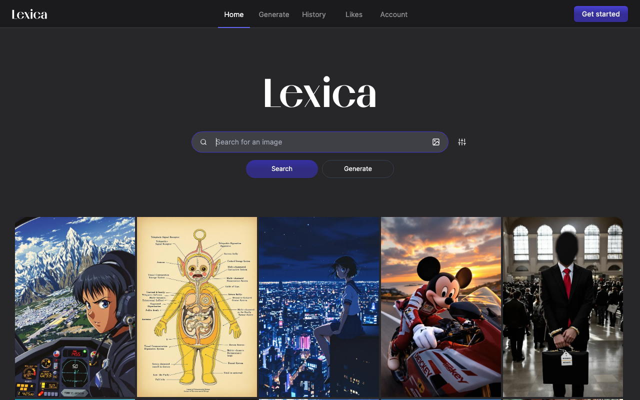 Lexica homepage