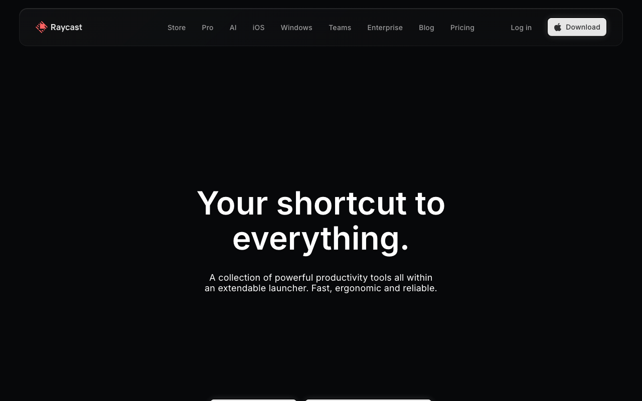 Raycast homepage