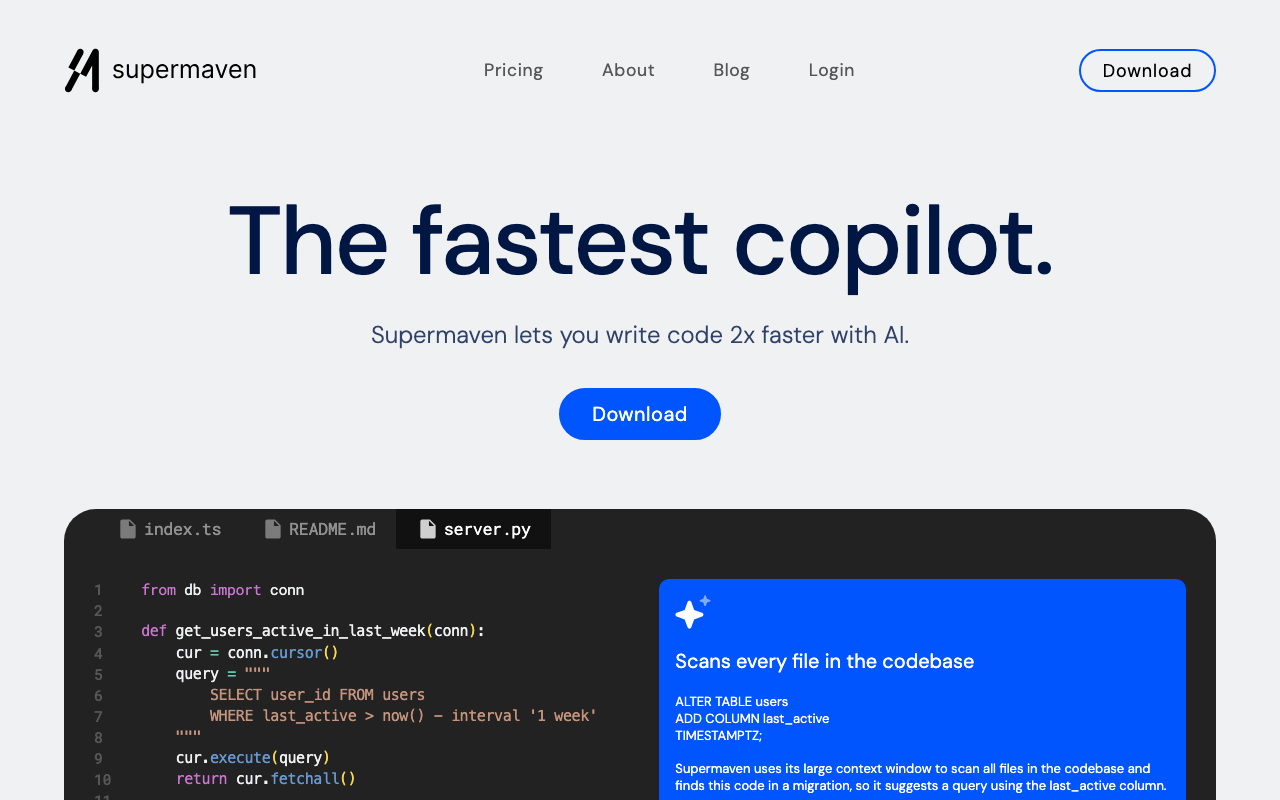 Supermaven homepage