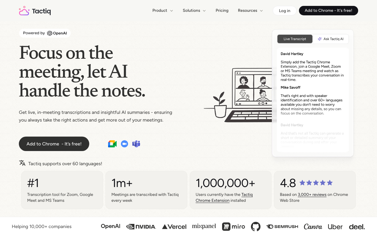 Tactiq homepage