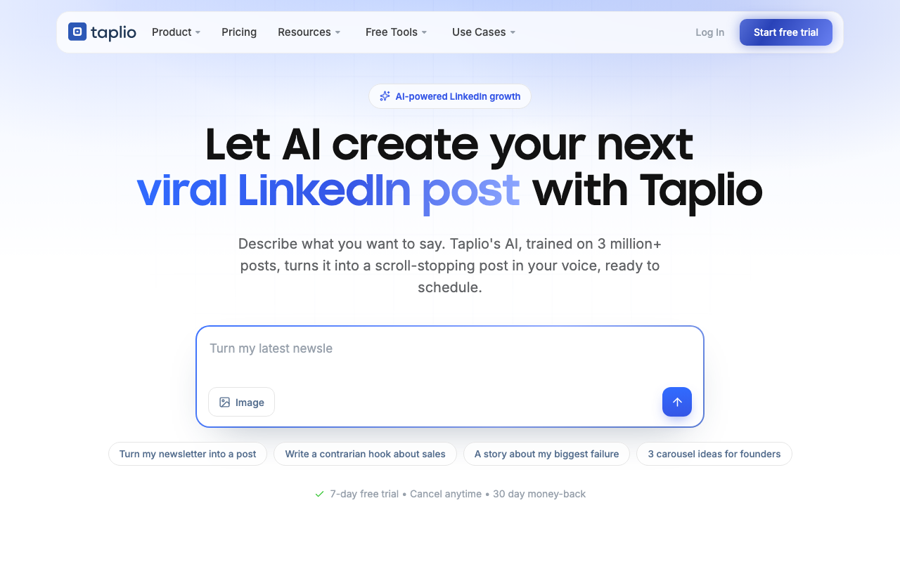 Taplio homepage